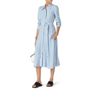 Tibi Women's Blue Gingham Shirtdress Size 8